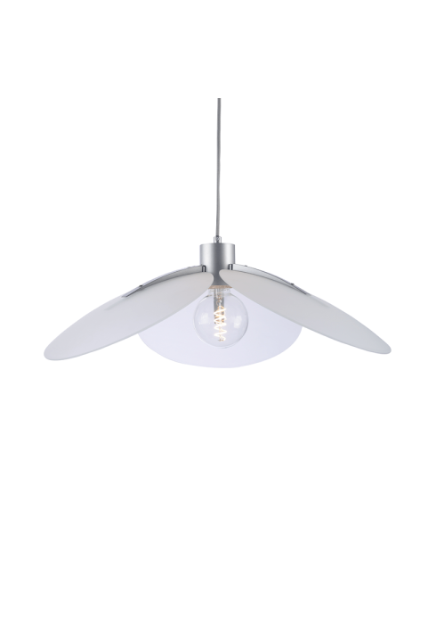 NETTO PENDANT LIGHTING 1ΧE27 WHITE GLASS+ SILVER METAL D58XH120CM BLOSSOM