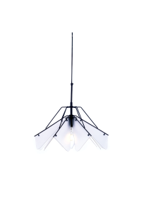 NETTO PENDANT LIGHTING 1ΧE27 WHITE ACRYLIC+ BLACK METAL D45XH120CM ORIGAMI