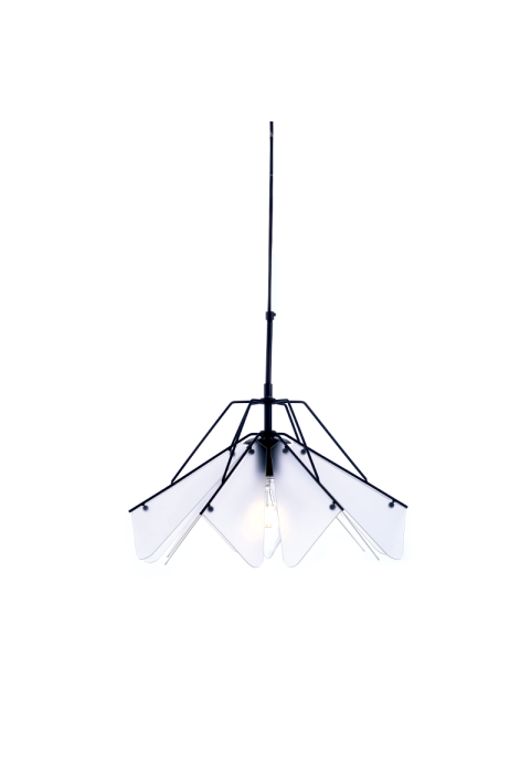 NETTO PENDANT LIGHTING 1ΧE27 WHITE ACRYLIC+ BLACK METAL D45XH120CM ORIGAMI