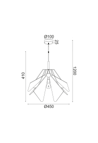 NETTO PENDANT LIGHTING 1ΧE27 WHITE ACRYLIC+ BLACK METAL D45XH120CM ORIGAMI