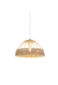 NETTO PENDANT LUMINAIRE 1XE27 RATTAN + WHITE METALLIC D35XH120CM ZORBAS