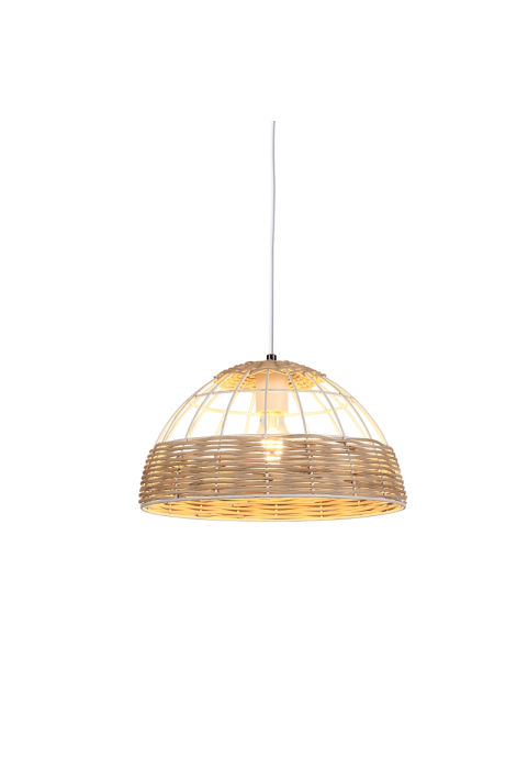 NETTO PENDANT LUMINAIRE 1XE27 RATTAN + WHITE METALLIC D35XH120CM ZORBAS