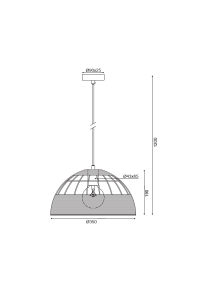 NETTO PENDANT LUMINAIRE 1XE27 RATTAN + WHITE METALLIC D35XH120CM ZORBAS