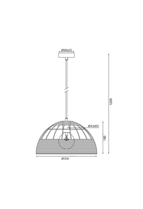 NETTO PENDANT LUMINAIRE 1XE27 RATTAN + WHITE METALLIC D35XH120CM ZORBAS