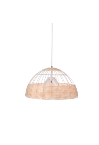 PENDANT LUMINAIRE 3XE27 RATTAN + WHITE METALLIC D46XH120CM ZORBAS