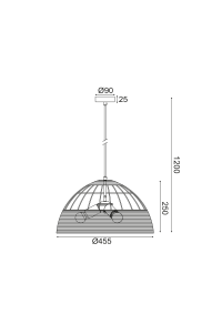 PENDANT LUMINAIRE 3XE27 RATTAN + WHITE METALLIC D46XH120CM ZORBAS
