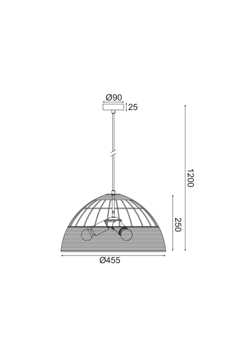 PENDANT LUMINAIRE 3XE27 RATTAN + WHITE METALLIC D46XH120CM ZORBAS