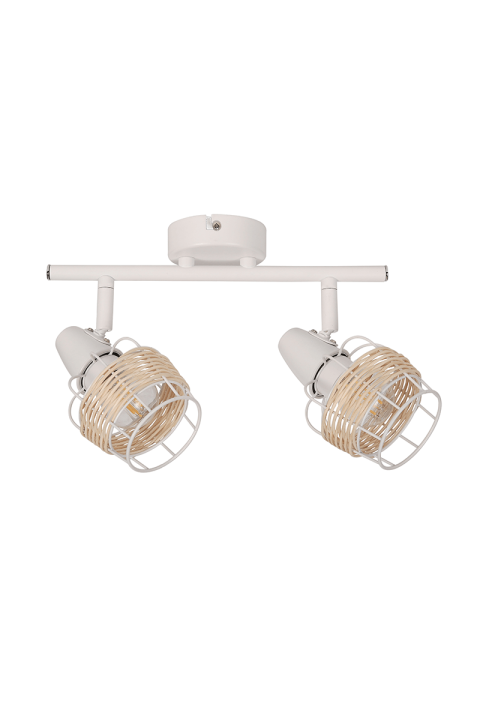 NETTO WALL MOUNTED LUMINAIRE 2ΧΕ14 RATTAN+WHITE METALLIC 9Χ27Χ16CM ZORBAS