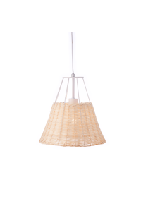 PENDANT LUMINAIRE 1XE27 RATTAN + WHITE METALLIC D30XH120CM ZORBAS