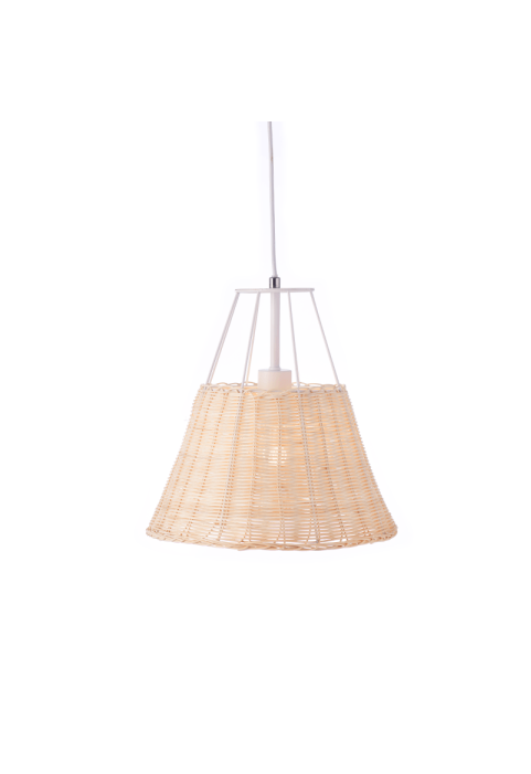 PENDANT LUMINAIRE 1XE27 RATTAN + WHITE METALLIC D30XH120CM ZORBAS