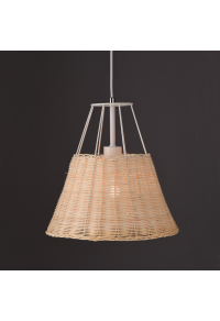 PENDANT LUMINAIRE 1XE27 RATTAN + WHITE METALLIC D30XH120CM ZORBAS