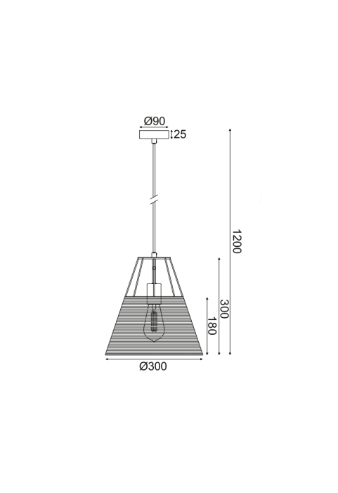 PENDANT LUMINAIRE 1XE27 RATTAN + WHITE METALLIC D30XH120CM ZORBAS