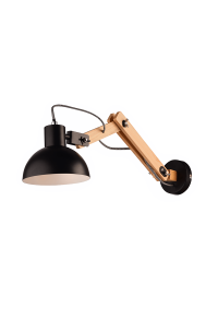 ^PHASHING OUT WALL MOUNTED LUMINAIRE 1XE27 WOOD + BLACK METALLIC 15Χ20Χ65CM MARRON