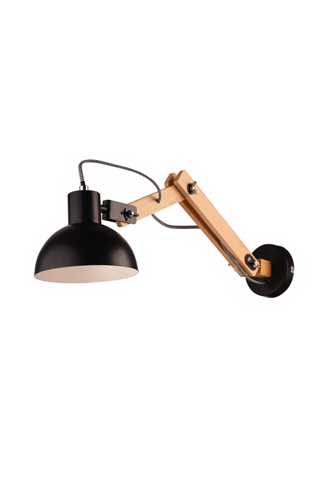 ^PHASHING OUT WALL MOUNTED LUMINAIRE 1XE27 WOOD + BLACK METALLIC 15Χ20Χ65CM MARRON