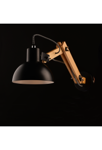 ^PHASHING OUT WALL MOUNTED LUMINAIRE 1XE27 WOOD + BLACK METALLIC 15Χ20Χ65CM MARRON