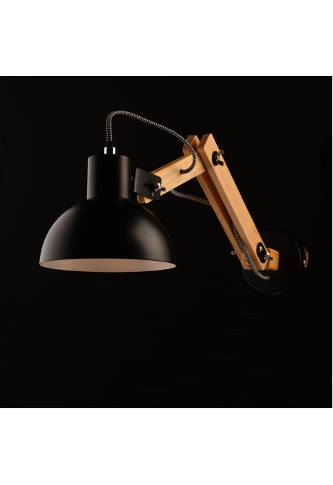 ^PHASHING OUT WALL MOUNTED LUMINAIRE 1XE27 WOOD + BLACK METALLIC 15Χ20Χ65CM MARRON