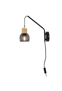 NETTO WALL MOUNTED LUMINAIRE 1XE14 CORK + BLACK METALLIC 9Χ24Χ24CM MARACU