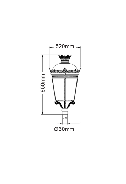 ROUND POLE HEAD D60 520Χ850 BLACK RALC0026