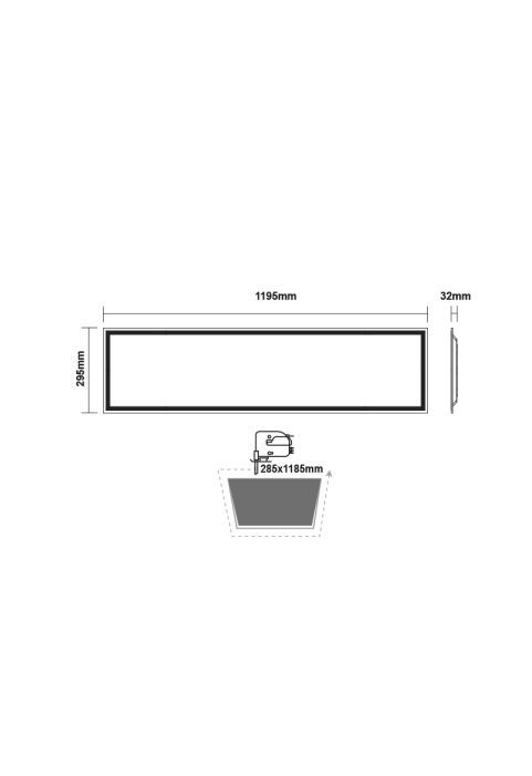 LED PANEL 48W 295X1195X32mm 3000K 4600Lm 230V AC Ra80 