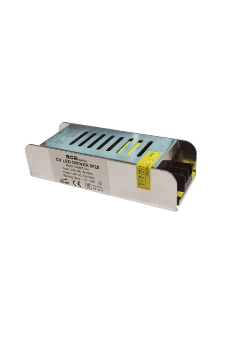 METAL CV LED DRIVER 60W 230V AC-24V DC 2.5A IP20 WITH TERMINAL