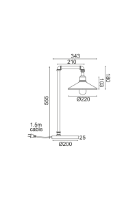 ЛАМПИОН 1ΧΕ27 ЧЕРНО+ЗЛАТНО МЕТАЛНО  34Χ22ΧH56CM PIPE
