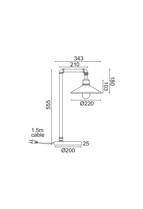 ЛАМПИОН 1ΧΕ27 ЧЕРНО+ЗЛАТНО МЕТАЛНО  34Χ22ΧH56CM PIPE