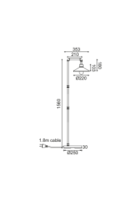 ЛАМПИОН 1ΧΕ27 ЧЕРНО+ЗЛАТНО МЕТАЛНО 35Χ25ΧH156CM PIPE