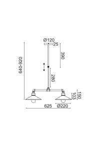 ПОЛИЛЕЙ 2ΧΕ27 ЧЕРНО+ЗЛАТНО МЕТАЛНО 63Χ22ΧH92CM PIPE