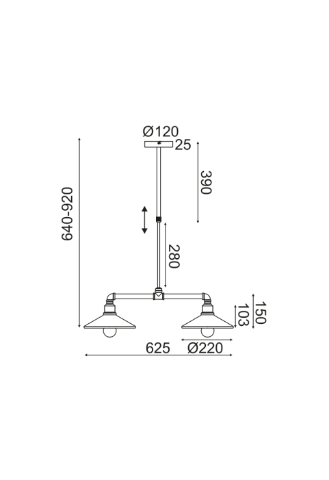 ПОЛИЛЕЙ 2ΧΕ27 ЧЕРНО+ЗЛАТНО МЕТАЛНО 63Χ22ΧH92CM PIPE