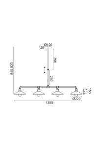 ПОЛИЛЕЙ 4ΧΕ27 ЧЕРНО+ЗЛАТНО МЕТАЛНО 130Χ22ΧH92CM PIPE