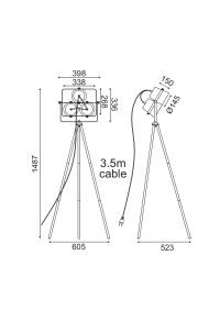 ЛАМПИОН 3ΧΕ27 ЧЕРНО МЕТАЛНО 60Χ60ΧΗ149CM CAMERON