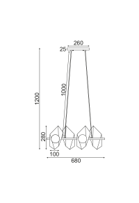 ПЕНДЕЛ 4ΧG9 ЗЛАТНО/ЧЕРНО МЕТАЛНО + СТЪКЛО 68Χ26ΧΗ120CM POLYGON