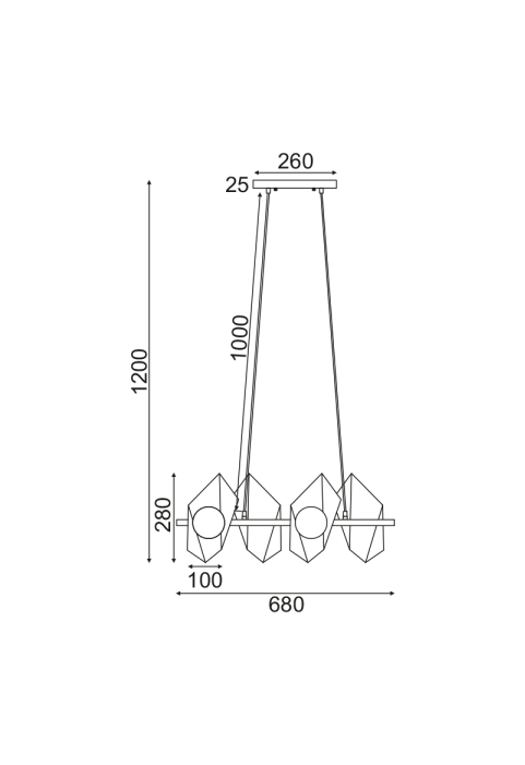 ПЕНДЕЛ 4ΧG9 ЗЛАТНО/ЧЕРНО МЕТАЛНО + СТЪКЛО 68Χ26ΧΗ120CM POLYGON