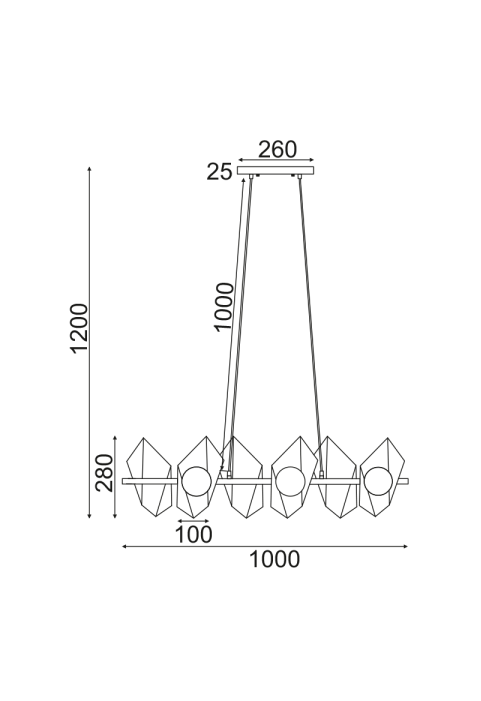 ПОЛИЛЕЙ 6ΧG9  ЗЛАТНО/ЧЕРНО МЕТАЛНО + СТЪКЛО 100Χ26ΧΗ120CM POLYGON