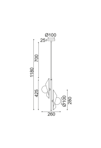 ПЕНДЕЛ 2ΧG9  ЗЛАТНО/ЧЕРНО МЕТАЛНО + СТЪКЛО 26Χ19ΧΗ118CM POLYGON