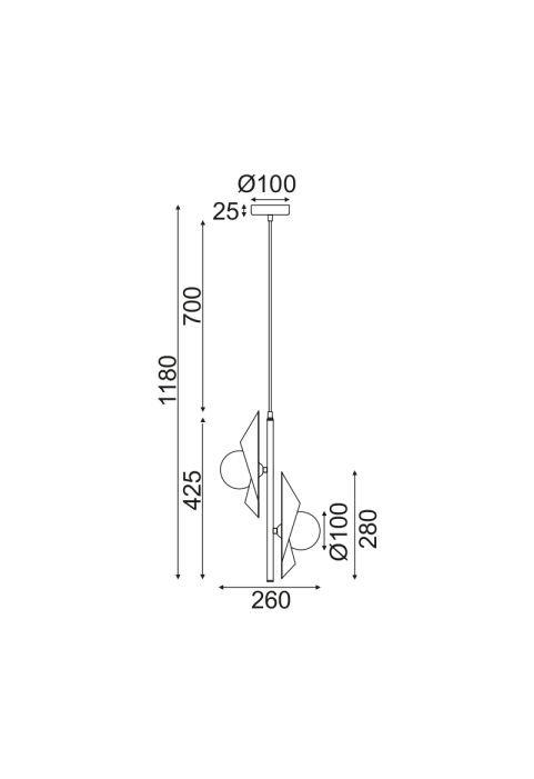 ПЕНДЕЛ 2ΧG9  ЗЛАТНО/ЧЕРНО МЕТАЛНО + СТЪКЛО 26Χ19ΧΗ118CM POLYGON