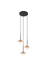 ПЕНДЕЛ 3ΧG9 МЕСИНГ/ЧЕРНО МЕТАЛНО+ СТЪКЛО D45ΧΗ106CM LAYLA