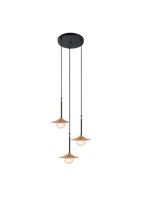 ПЕНДЕЛ 3ΧG9 МЕСИНГ/ЧЕРНО МЕТАЛНО+ СТЪКЛО D45ΧΗ106CM LAYLA