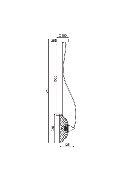 ПЕНДЕЛ 1ΧΕ27 ЧЕРНО МЕТАЛНО 24Χ13ΧΗ125CM KOBE