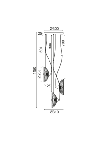ПОЛИЛЕЙ 3ΧΕ27 ЧЕРНО МЕТАЛНО D31ΧΗ115CM KOBE