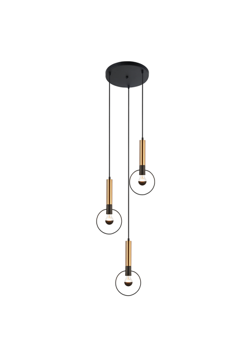 ПОЛИЛЕЙ 3ΧΕ27 МЕСИНГ/ЧЕРНО МЕТАЛНО D44ΧΗ136CM MIRACOLO