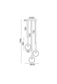 ПОЛИЛЕЙ 3ΧΕ27 МЕСИНГ/ЧЕРНО МЕТАЛНО D44ΧΗ136CM MIRACOLO
