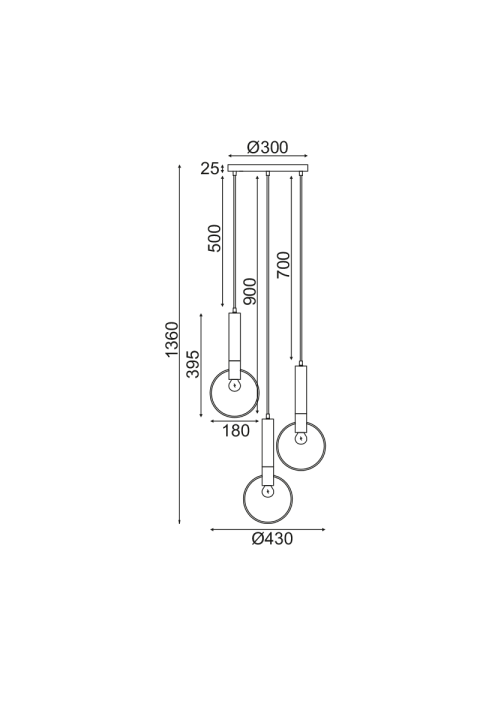 ПОЛИЛЕЙ 3ΧΕ27 МЕСИНГ/ЧЕРНО МЕТАЛНО D44ΧΗ136CM MIRACOLO