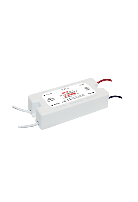 MINI PLASTIC CV LED DRIVER 24W 230V AC-12V DC 2A IP20 WITH CABLES