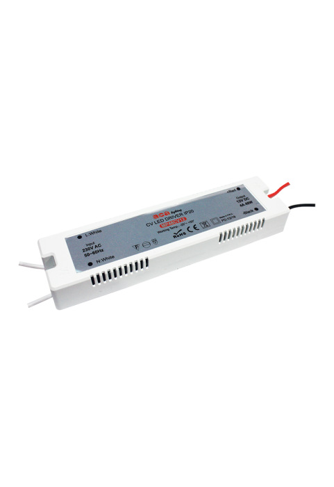 MINI PLASTIC CV LED DRIVER 48W 230V AC-12V DC 4A IP20 WITH CABLES