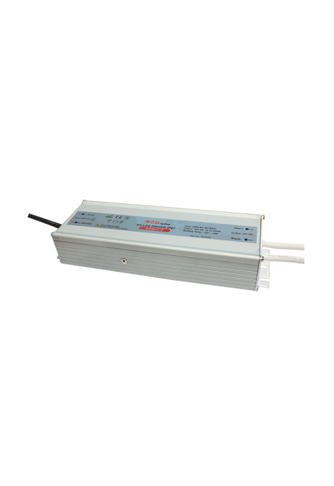 METAL CV LED DRIVER 200W 230V AC-12V DC 16.7A IP67 WITH CABLES