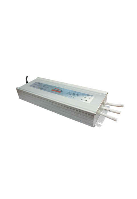 ^METAL CV LED DRIVER 300W 230V AC-12V DC 25A IP67 WITH CABLES