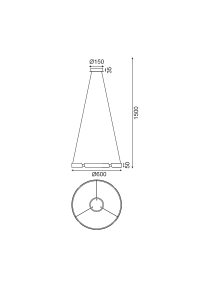 ПОЛИЛЕЙ ЛЕД  34W 3000K 2720LM МЕСИНГ МЕТАЛНО  D60XH150CM THEMIDA