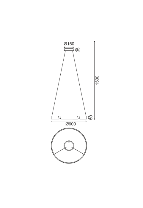 ПОЛИЛЕЙ ЛЕД  34W 3000K 2720LM МЕСИНГ МЕТАЛНО  D60XH150CM THEMIDA