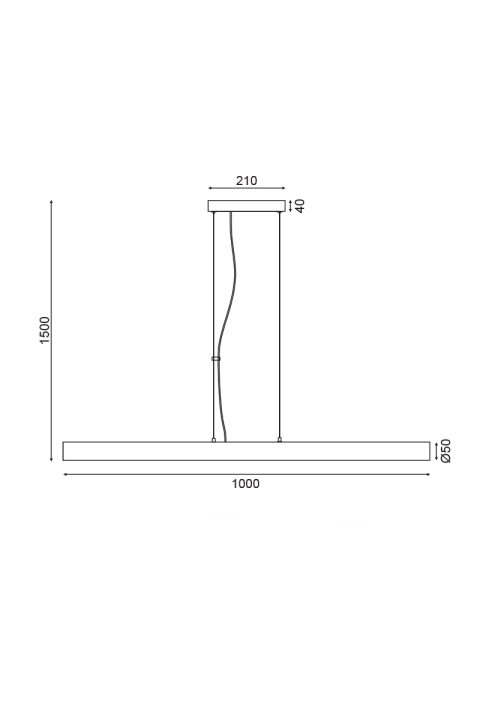 ПОЛИЛЕЙ ЛЕД  36W 3000K 2880LM  360o БЯЛО МЕТАЛНО + PVC 100XD5XH150CM YODA